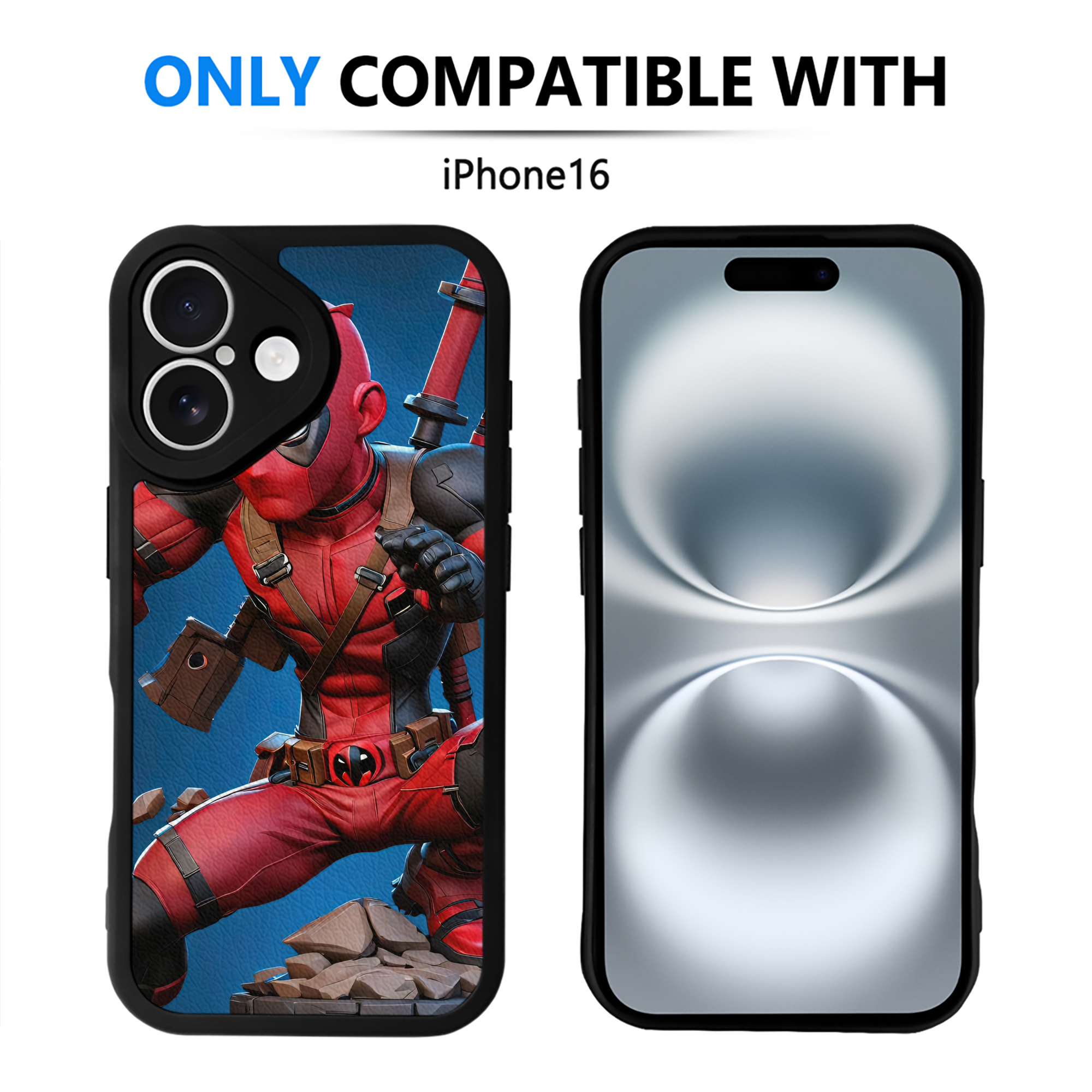 （画像用） Deadpool デッドプール 【iPhone 16シリーズ対応】シリコンスマホケース（レザー調） 材質：シリコン
